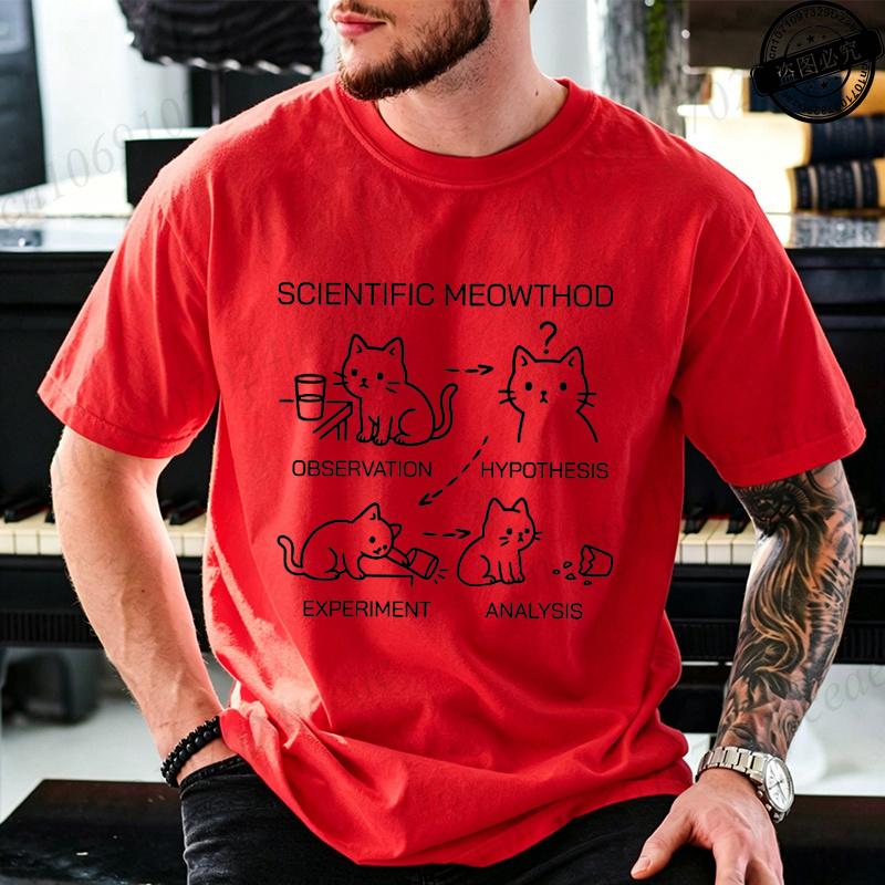 Summer Scientific Cat Tshirt Funny Science Cat Teacher Student Graphic Tee For Boys And Girls Casual Cool Clothing