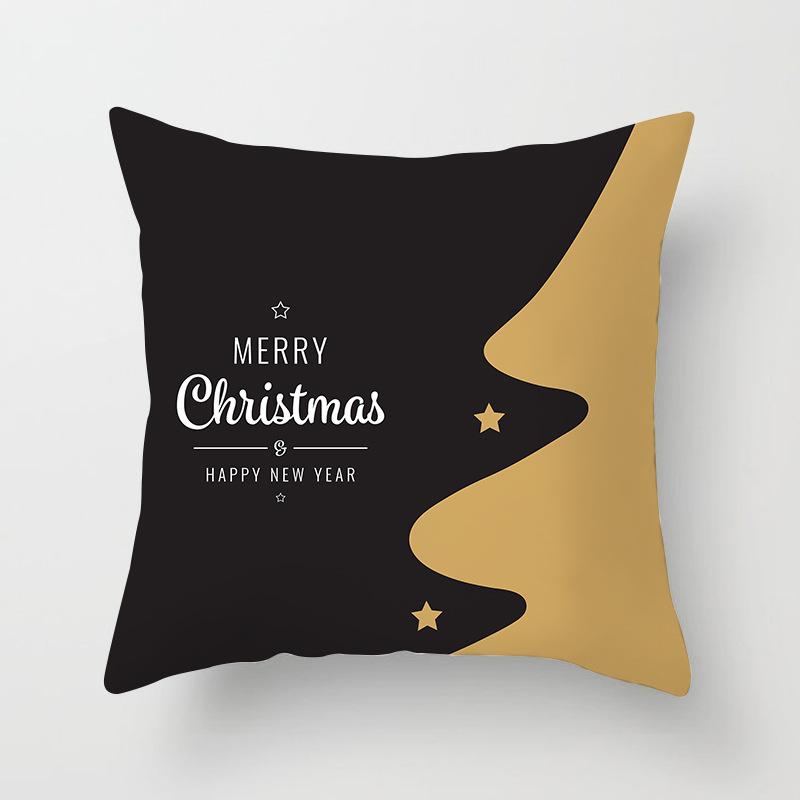 Happy New Year Christmas Elk Snowflake Printing Cushion Cover for Home Living Room Sofa Decoration Square Pillow Cover