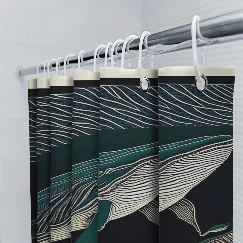 Luxury Whale Bath Mat Shower Curtain Set Decorative Waterproof Modern Printing Home Decoration Bathroom Accessories