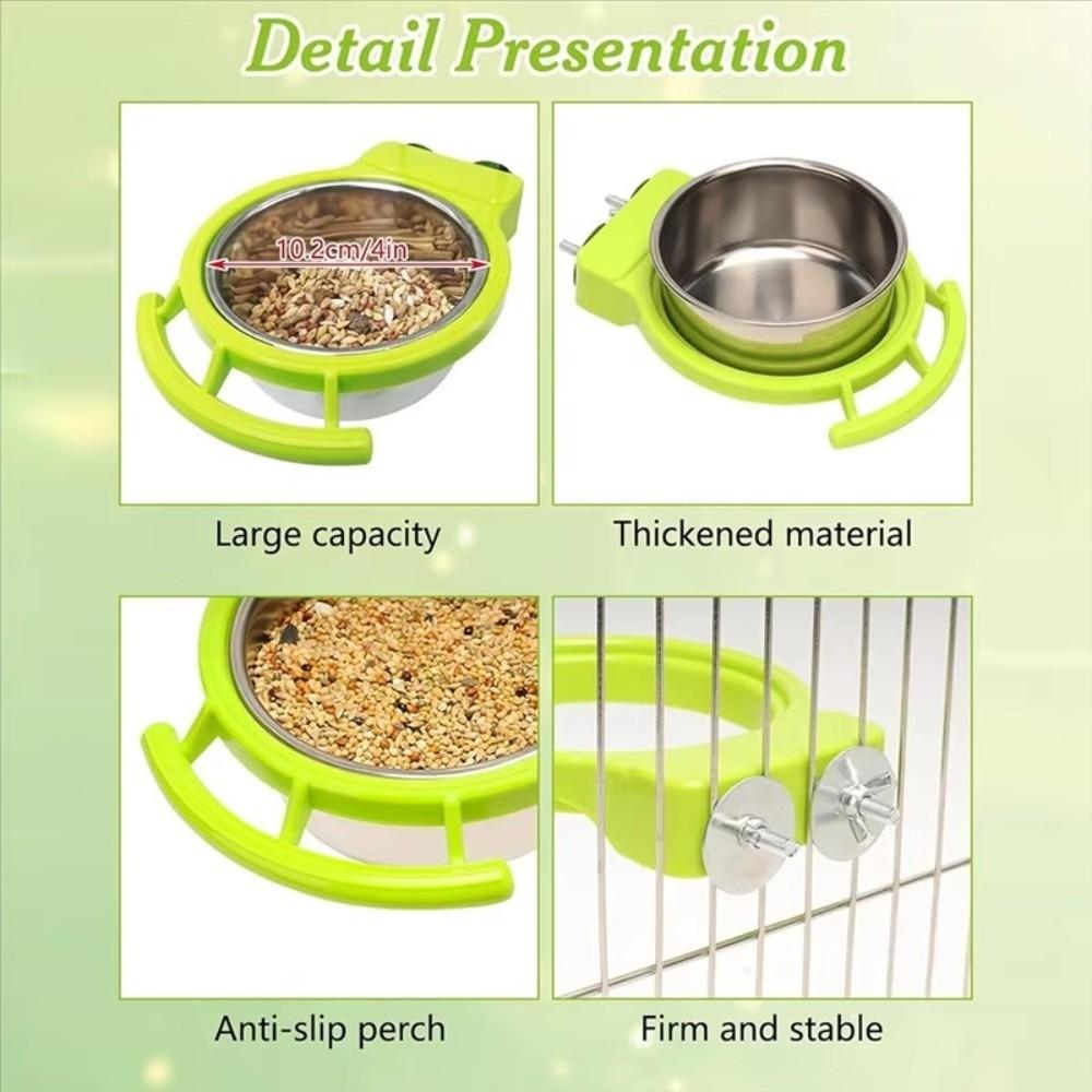 Stainless Steel Bird Feeding Dish Durable Parrot Food Cup Bird Food Container Cage Accessories