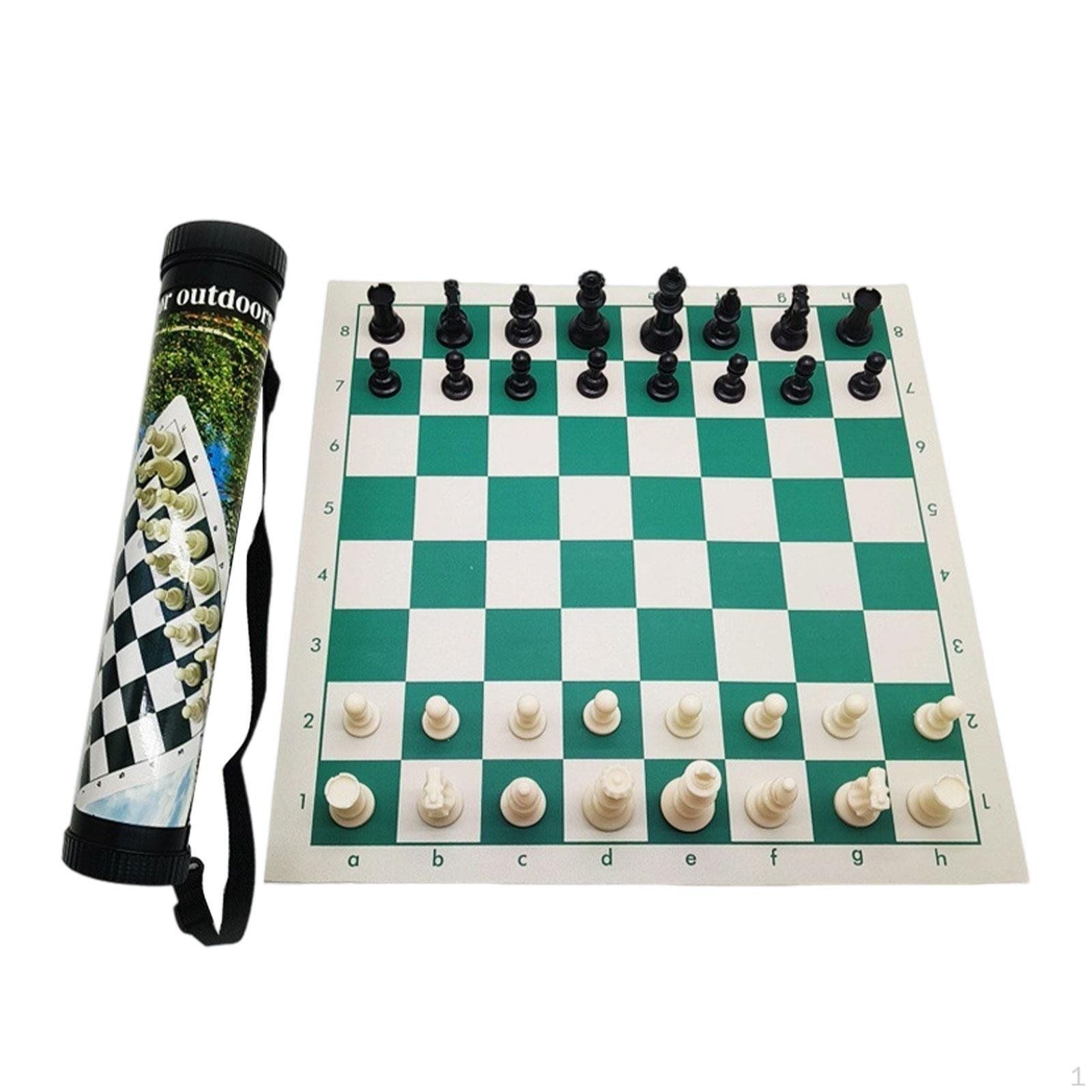 

Chess Set Roll up Board Educational with Carry Tube Portable Travel Games for 35cmx8cmx8cm
