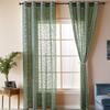 1 Panel French Country Green Leaf Print Semi-Sheer Gauze Curtain with Grommet Top Curtains For Living Room, Curtains For Bedroom, Sheer Curtains