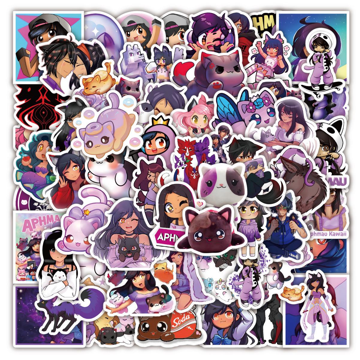 60 Waterproof Removable Graffiti Stickers for Notebooks, Skateboards, and Suitcases - Cross-Border Hot Selling Aphmau Game Design