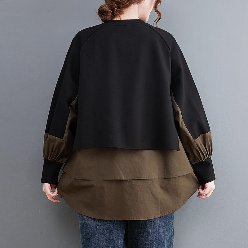 Women's Long Sleeve Pullover Long Sleeve Loose Round Neck Vintage Breathable Long Sleeve