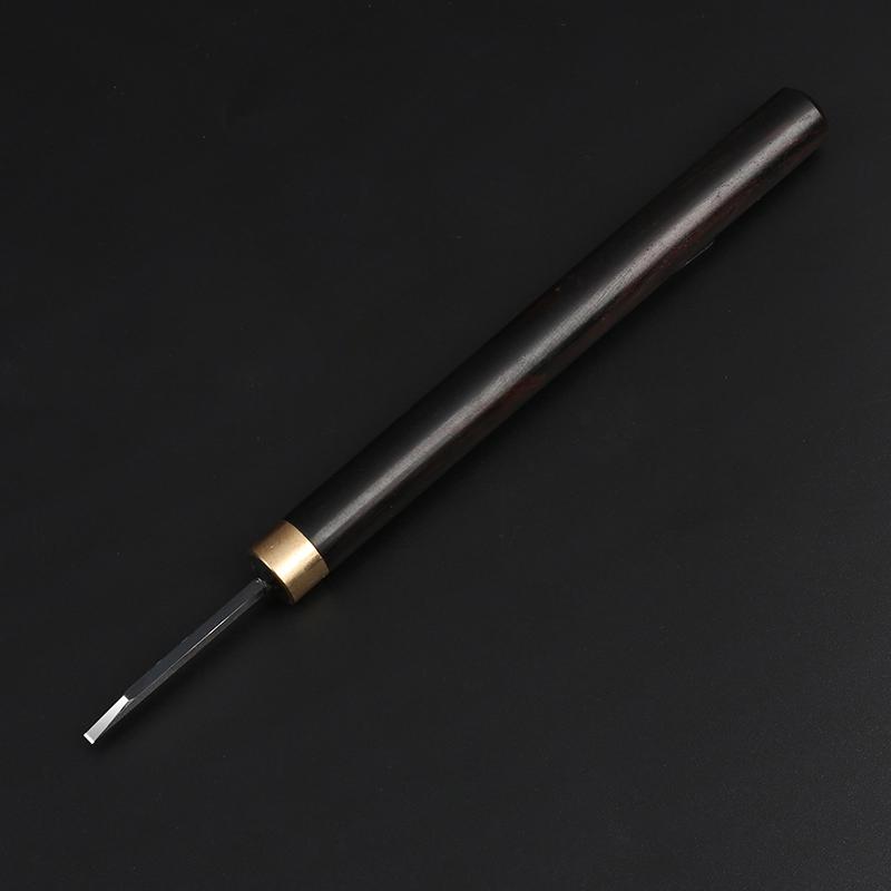 Nitriertes Weißstahl Holzschnitzmesser mit Griff aus lila Sandelholz