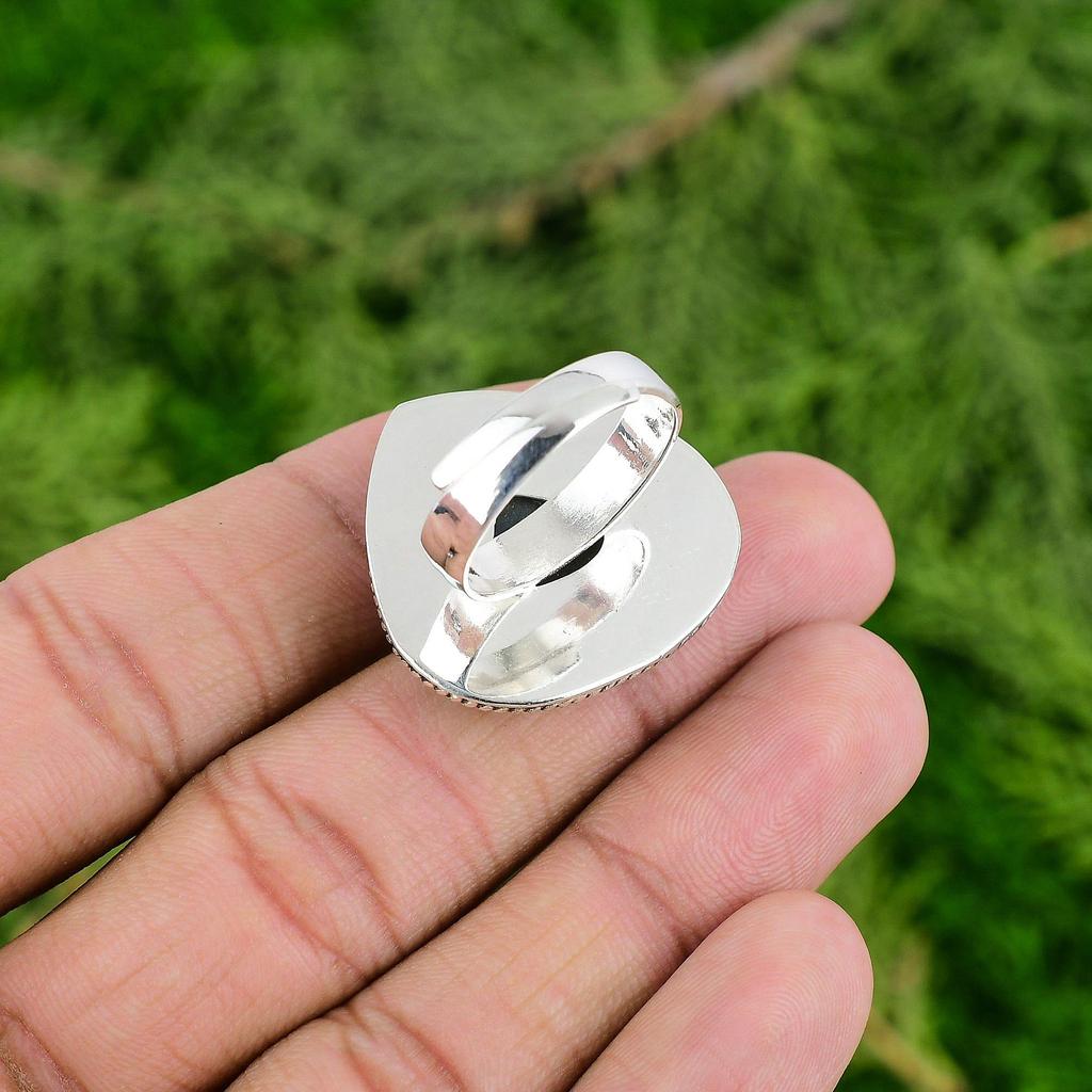 Natural Labradorite Rough Multi Stone Adjustable Ring 925 Silver For Girls