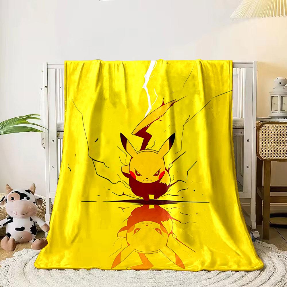 A bold Pikachu cracks the ground with lightning, reflected in water. for all seasons blanket lunch break throw gift 80cm x 120cm