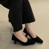 High heels autumn square head Mary Jane shoes one pedal stiletto shoes commuting light mouth single shoes
