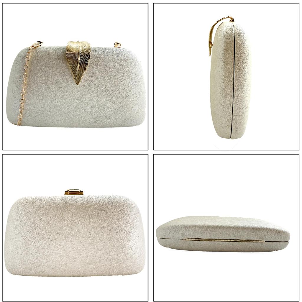 Art Hertz Women's Wedding Bag, Party Bag, Clutch Bag for Everyday Use, and Special Occasions (White) - Small size cannot fit gift envelopes.