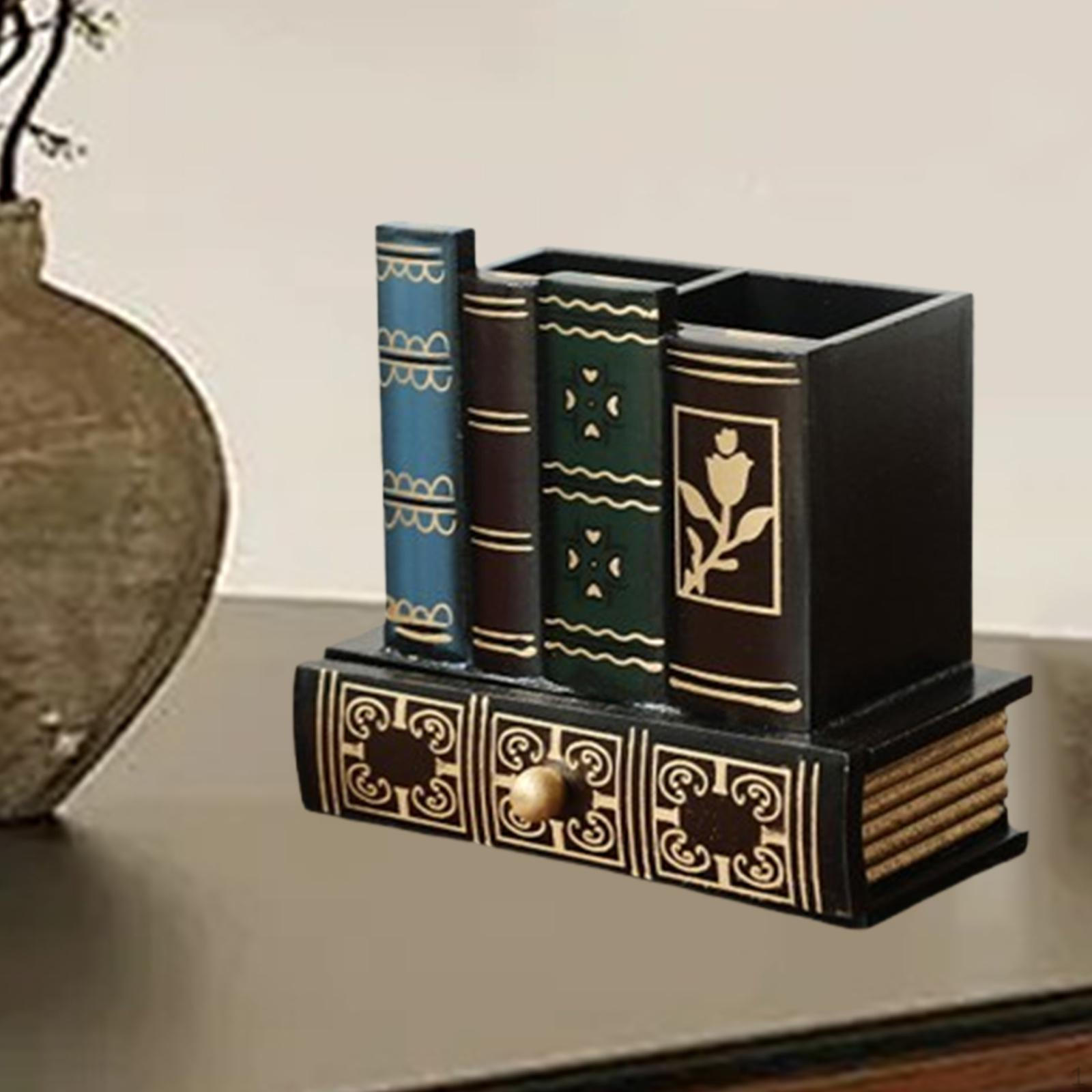 

Подставка для ручек в старинном книжном стиле с ящиком для офиса и учебы Flower