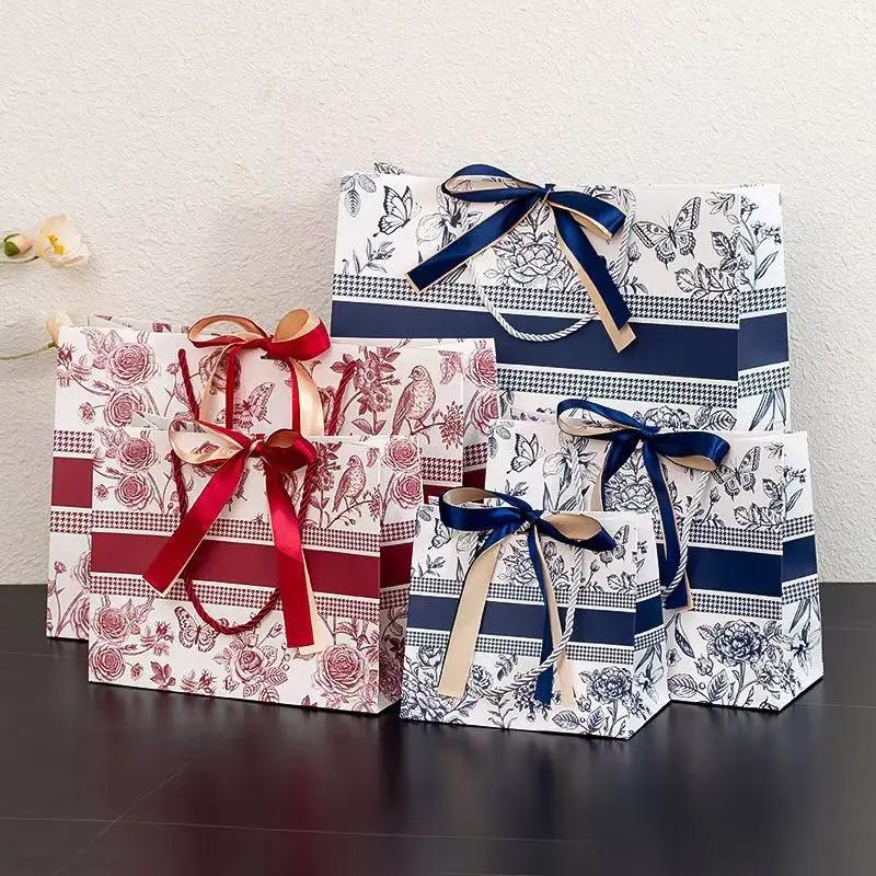 1pc Tote Bag With Ribbon Floral Fashion Gift Bags New