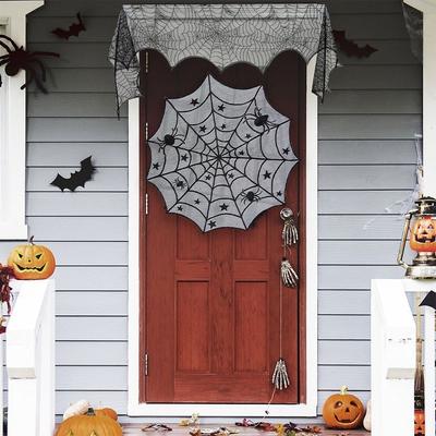 Lace Cobweb Tablecloth Fireplace Mantel Party Supplies Bat Table Runner Halloween Horror Props DIY Fireplace Mantle Cover