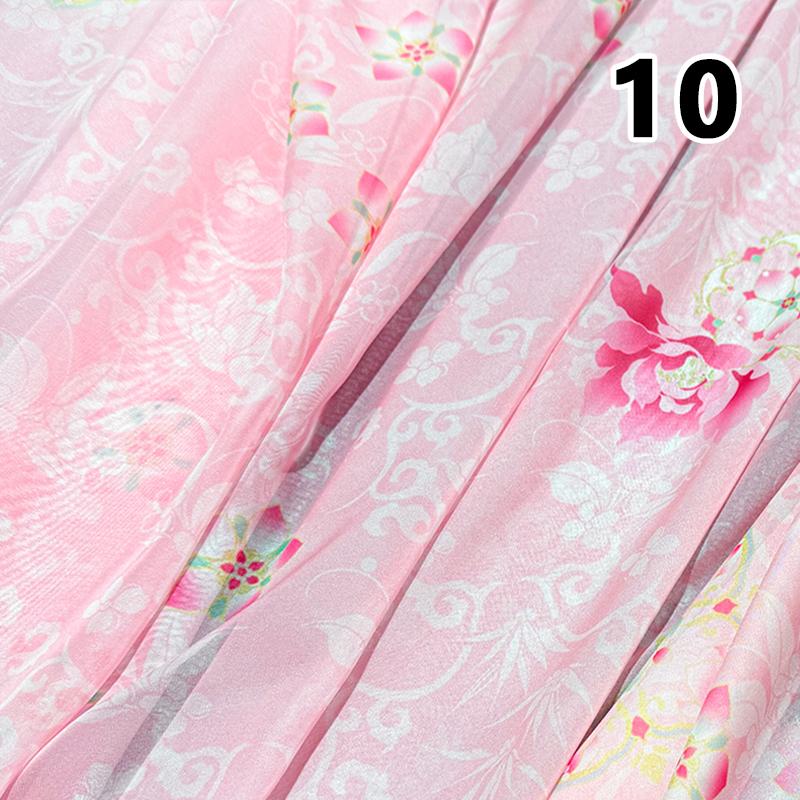 50x150cm Green Chiffon Fabric with Flower Print for DIY Ancient Style Hanfu Dress Shirts Doll Sewing Summer Organza Tulle