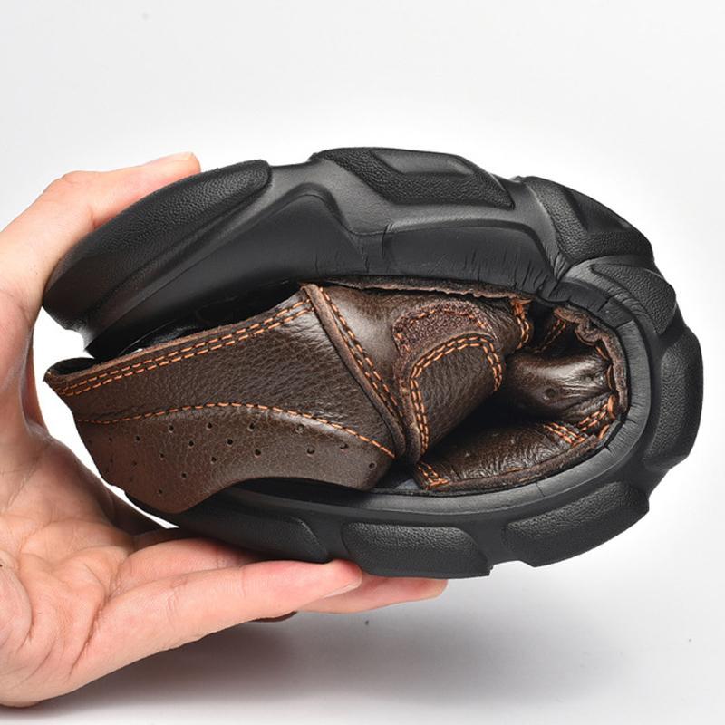 Men sandals  Retro summer shoes genuine leather sandals men beach shoes high quality Cow Leather sandals for men