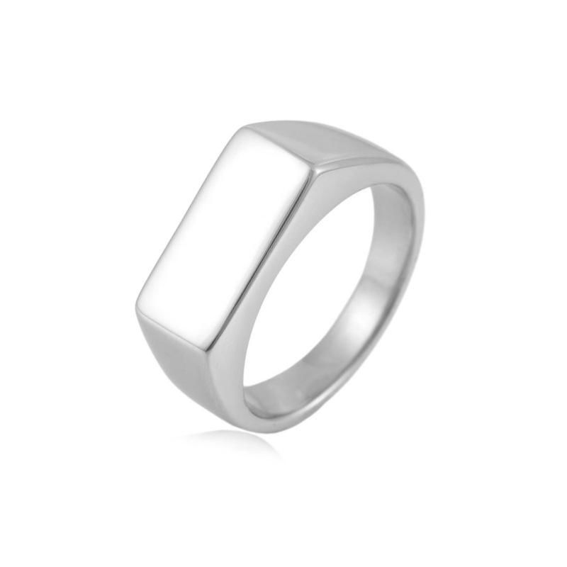 Stylish and simple men s titanium steel ring, personalized niche and versatile rectangular glossy ring, jewelry No. 7 серебряный