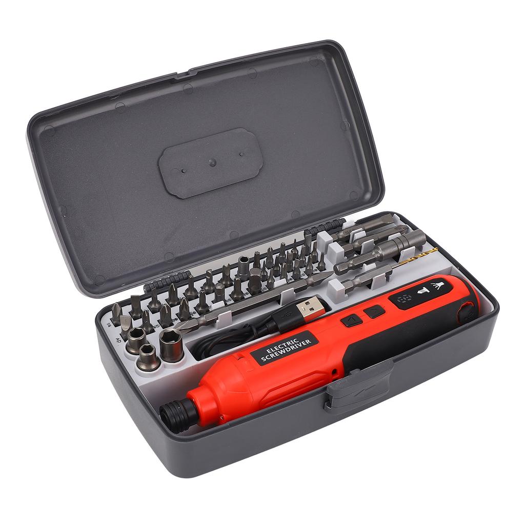 Electric Screwdriver Kit 3.6V USB Rechargeable 5 Gears Speed LED Light Portable Cordless