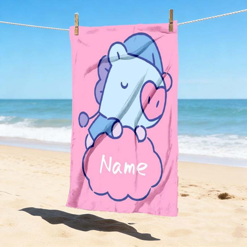 Custom Name Kawaii Friends Stylish Digital Printing Beach Towel Quick‑Drying Absorbent Blanket for Beach Pool Gym Travel