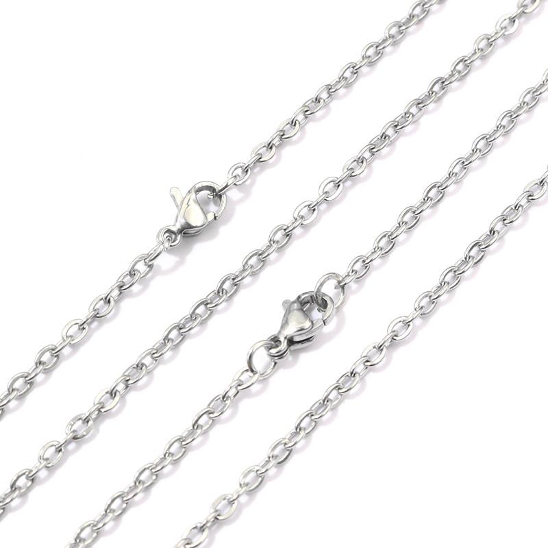 

( Не выцветает ) 5 шт./лот 3x2 мм Мужская Женская Цепочка Ожерелье 316L Нержавеющая Сталь Звенья O Подвеска Ожерелье Модные Украшения 50 см 70 см Длина 50cm