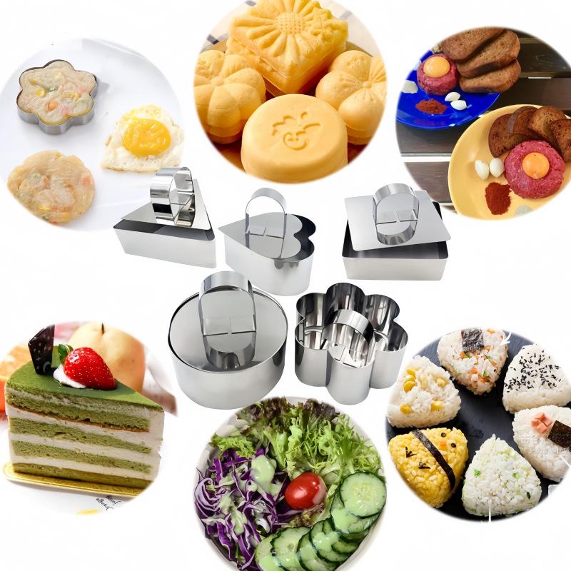 Stainless Steel Round Cake & Mousse Ring with Push Plate for DIY Baking