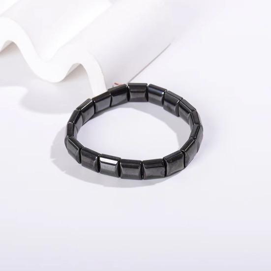 Herren Armband Verstellbar Schwarzer Gallenstein Armband Glatte Oberfläche Dehnbares Armband Schmuckzubehör