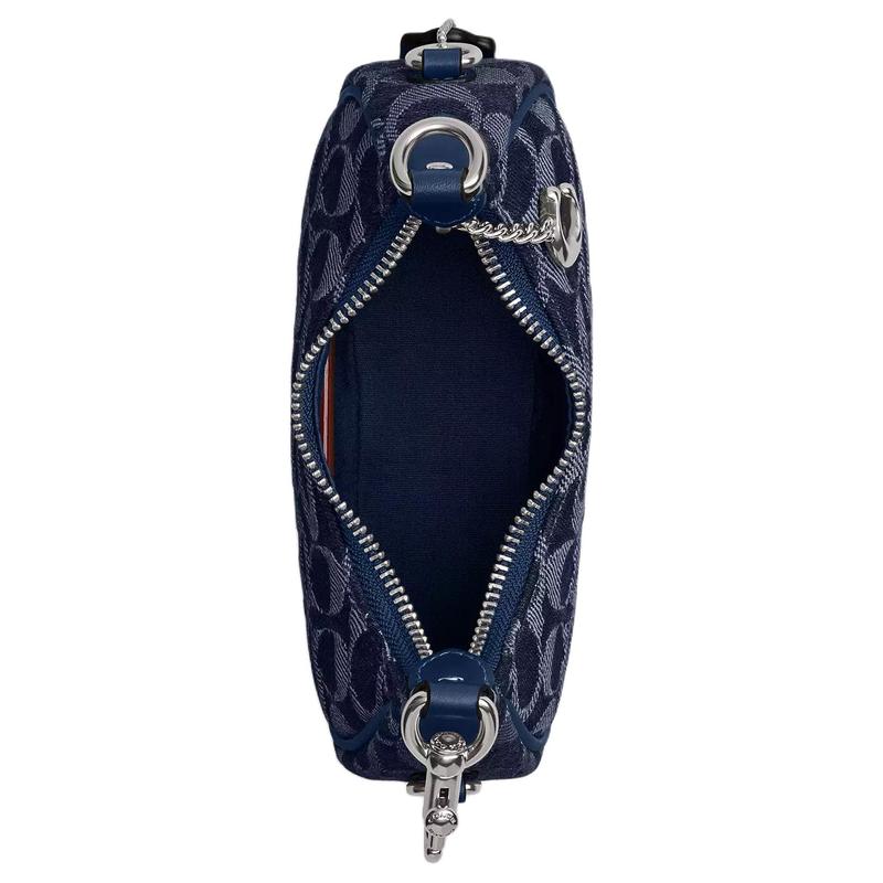 Coach JONIE 15 Logo Print Silver Hardware Signature Denim Shoulder Crossbody Tote Mini Women's Blue