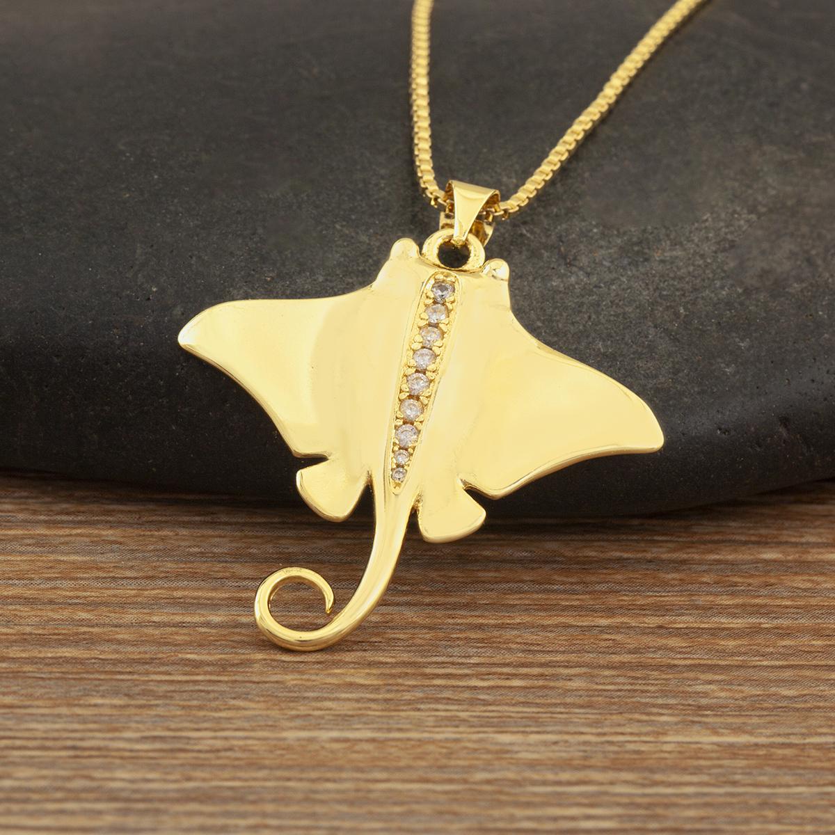 

Nidin New Trendy Fish/Ox Head Shape Charms Pendant Necklace For Women Copper Inlaid Cubic Zirconia Punk DIY Jewelry Accessories