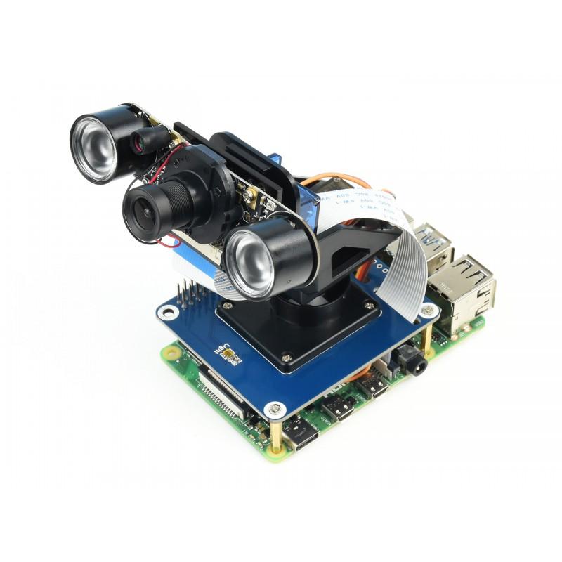 2-DOF Pan-Tilt HAT for Raspberry Pi, Light Intensity Sensing, I2C Interface