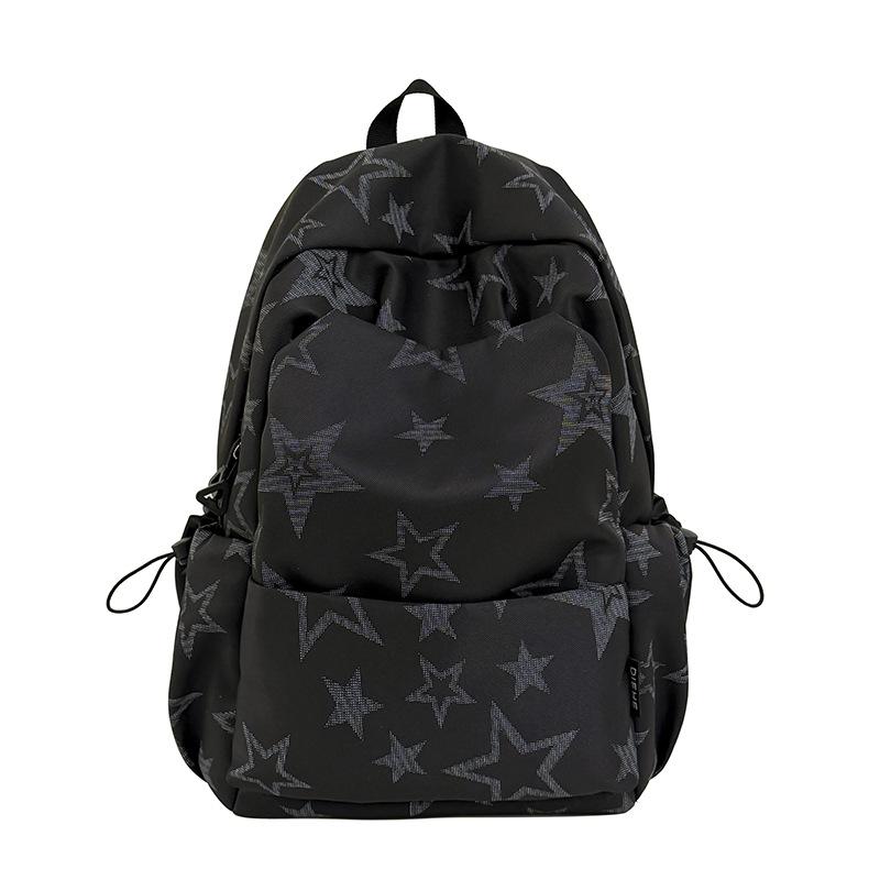 Schoolbagins Korean Pink Star Printed Backpack Girls Junior High School Schoolbag Large Capacity Leisure Travel Versatile Backpack