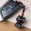 Purple Ebony Cute Wealth Attracting Cat Car Keychain Pendant Antique Style Pendant Mobile Phone Handmade High-end Hanging Accessory
