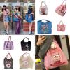 Borsa Tote da Shopping Ricamata con Catena a Palline Giapponese in Tessuto Oxford
