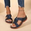Women’s Retro Round-Toe Wedge Sandals, Slip-Resistant Comfortable One-Strap Slides