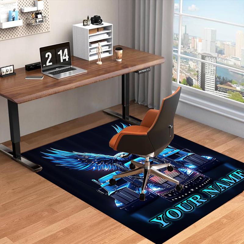 1PC Custom Name Truck Dreams Eagle Wings Theme Floor Mat Ideal for Living Room, Game Rooms, Office, Bedroom,Floor Mat Playful Design