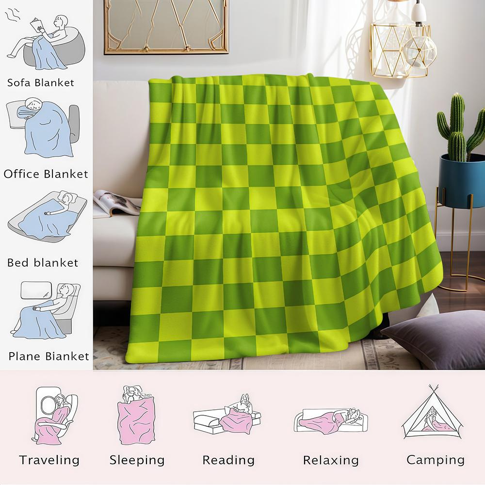 Limetten-Karo Flanelldecke Warm Weich Halloween Weihnachten Sofa Warm Gemütlich Dekoratives Dekor Geschenk für Alle Jahreszeiten