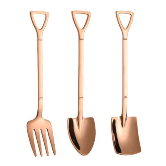 Stainless Steel Shovel Spoon Ice Cream Spoon Mini Dessert Spoons Creative Shapes Coffee Teaspoon Gift for Kitchen Restaurant Party