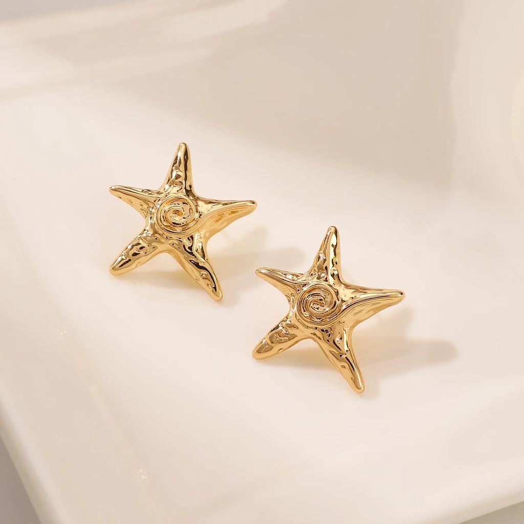 New Starfish Pendant Necklace for Women Gold Color Seaside Necklaces Stainless Steel Zircon Summer Beach Gifts