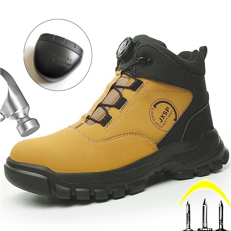 New Rotating Button Work Boots Men Puncture-Proof Men Safety Boots Protective Shoes Indestructible Security Steel Toe Shoes
