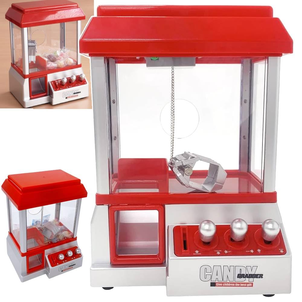 

UPstore Crane Game Crane Catcher UFO Battery Operated Coin Game Party Toy Tabletop Toy with Coins Included