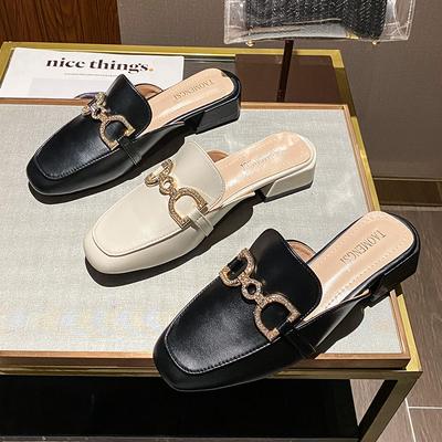 Damskie buty letnie piękne pantofle dziewczęce kwadratowe obcasy czółenka modne klapki OL Outdoor casualowe skórzane sandały 33-43