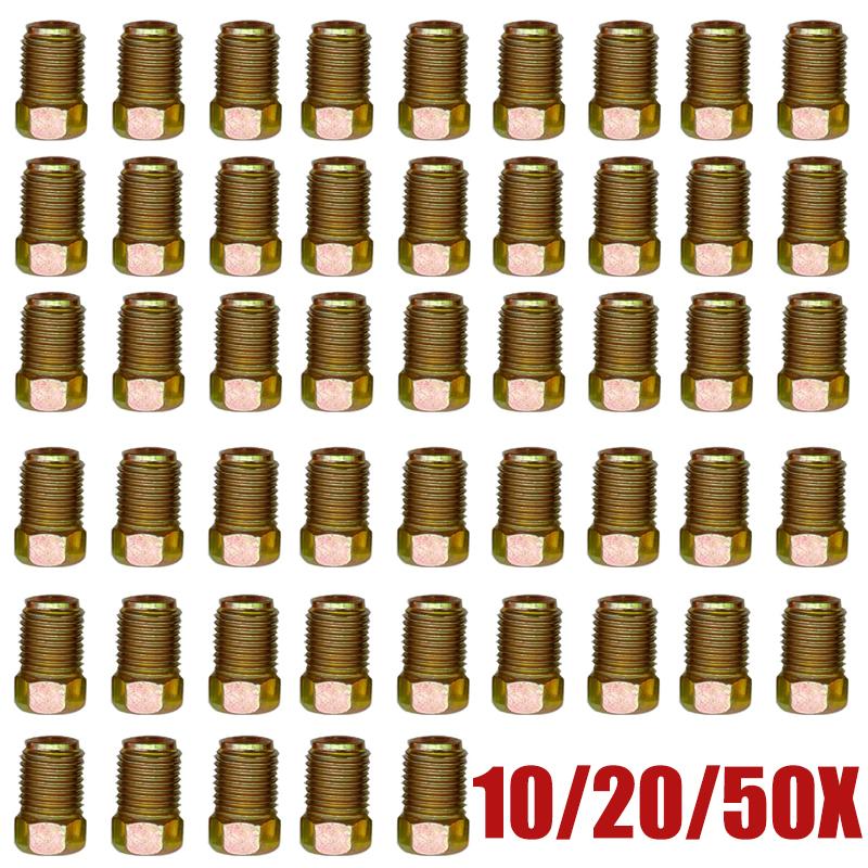 10/20/50X 10mmx1mm Car Brake Pipe Male Short Screw Nuts Bolts for 3/16" Braking Tube Brake Line Inverted Flares Metric Fittings