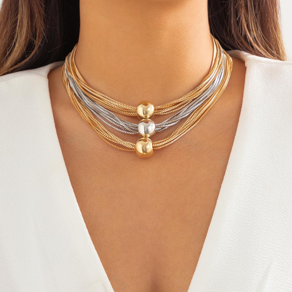 Accessories Hip Hop Trend Pendant Neck Chain Multi-layer Chain Clavicle Necklace Accessories Temperament Round Ball Personality Necklace