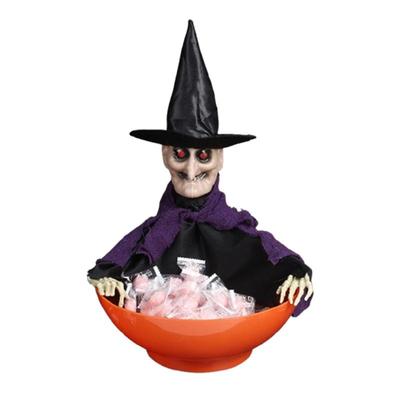 Halloween Witch Candy Stand Screaming Candy Bowl Animated Witch Candy Bowl with Lights and Moving Haunted House