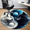 1pc Wolf YinYang Office Round Area Rug, Indoor Mat Suitable ForOffice, Under Office Chairs Bedroom Living Room Home Decor, Room Deco T184