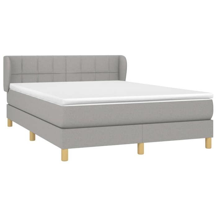 3126797 vidaXL Lit à sommier tapissier avec matelas Gris clair 140x190cm Tissu