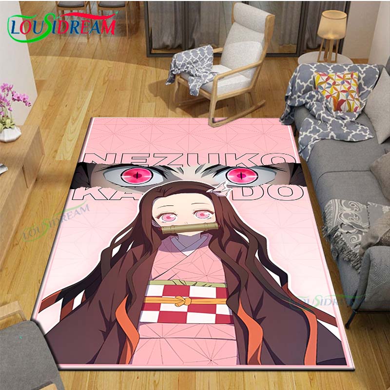 Fashion Hot Cartoon K-Kamado Nezuko Printed Carpets Living Room Anti-Skid Area Rug Kids Bedroom Mats Yoga Mat Large Carpet Decor