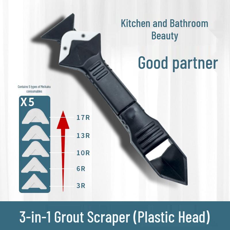 3-в-1 Многофункциональная металлическая стеклянная шпатель-герметик и скребок для затирки для отделки стен