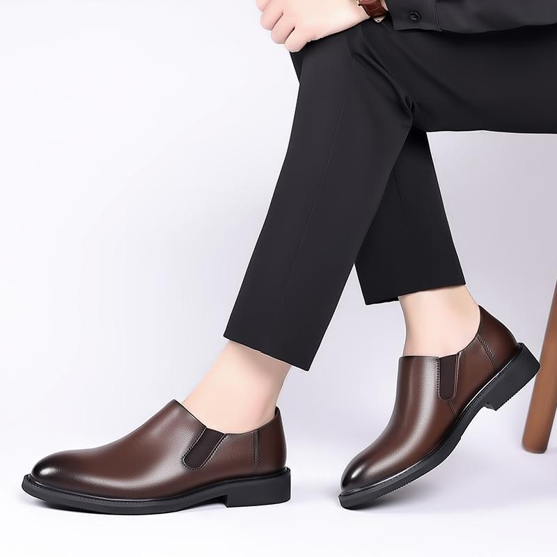 Fashion WAERTA Men's Leather Casual Shoes Fashion Business Soft Anti-slip Leather Shoes Man Casual Vintage Chelsea Slip-on Leather Shoes