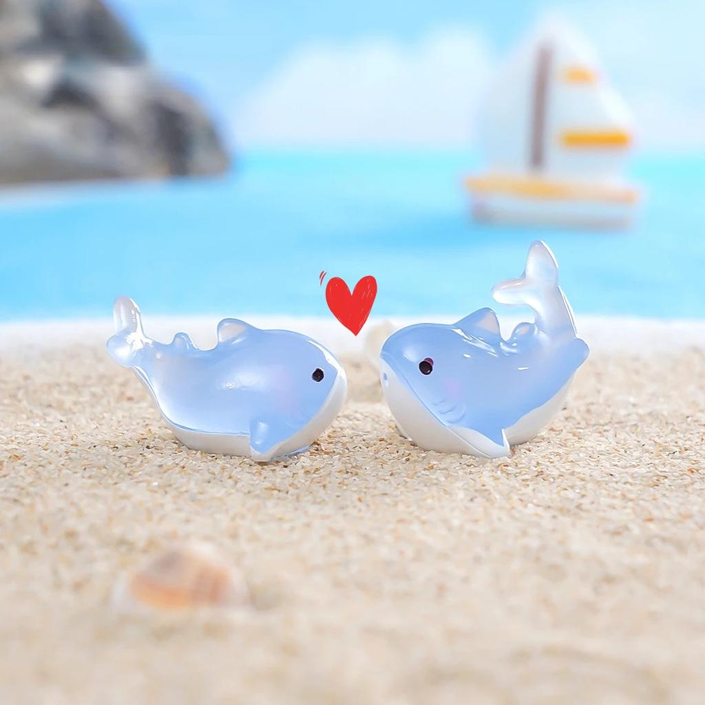 10-50pcs Mini Cartoon Shark Luminous Animal Home Glow At Night Micro Landscape Decoration Car Decoration DIY Small Ornaments