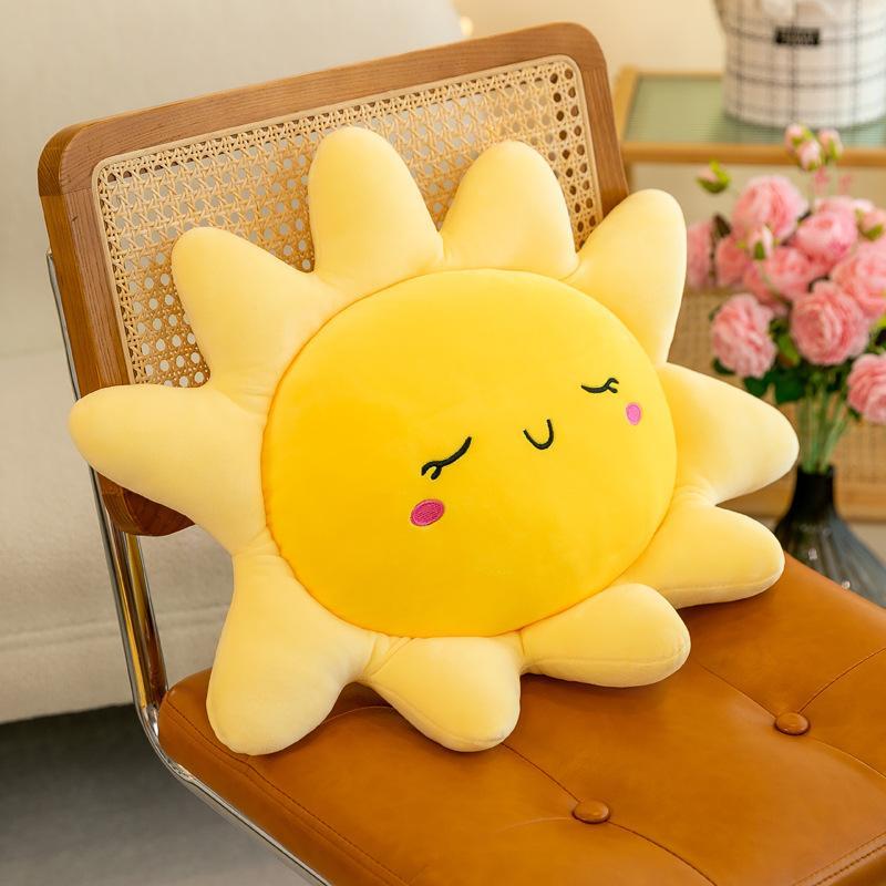 Adorable Sun Plush Toy Pillow Cute Cartoon Sofa Cushion Fluffy Plushie Home Decor For Bed Living Room Cozy Gift Supplies