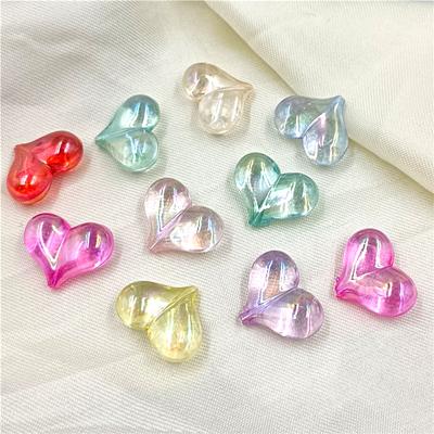 5Pcs Magic Color Acrylic Transparent Vertical Hole Peach Heart Beads for Bracelet Jewelry Making