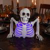 Creepy Resin Ornament Halloween Skull Candle Lantern with Color Changing LED Lights Realistic Gothic Home Decor Bone Texture Flameless Lamp
